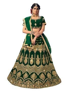 embellished lehenga choli set with dupatta