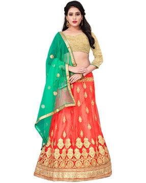 embellished lehenga choli set with dupatta