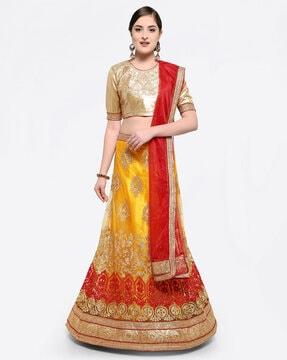 embellished lehenga choli set with dupatta