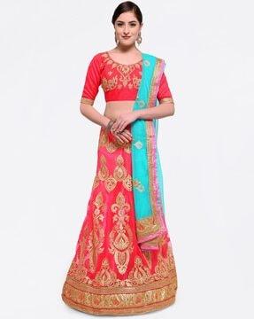 embellished lehenga choli set with dupatta