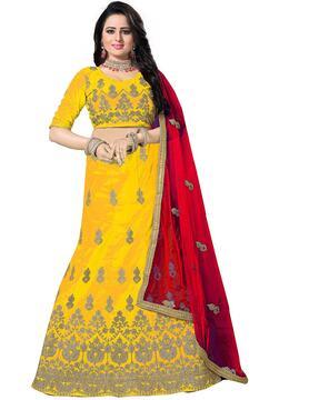 embellished lehenga choli set with dupatta