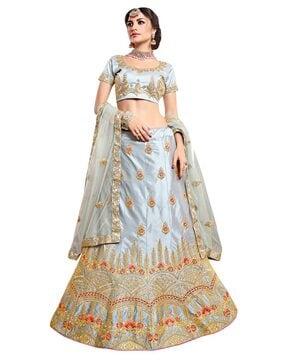 embellished lehenga choli set with dupatta