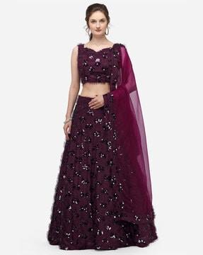 embellished lehenga choli set with dupatta