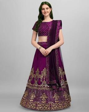 embellished lehenga choli set with dupatta