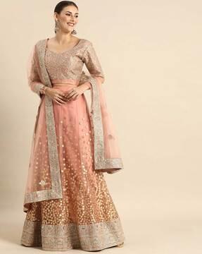 embellished lehenga choli set with dupatta