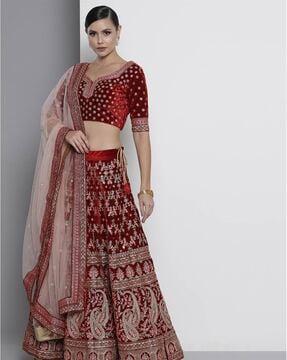 embellished lehenga choli set with dupatta