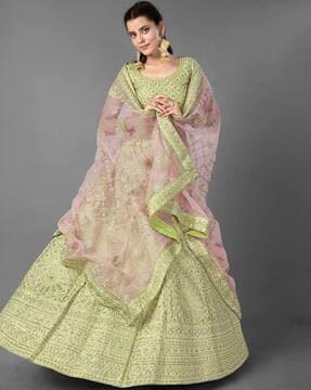 embellished lehenga choli set with dupatta