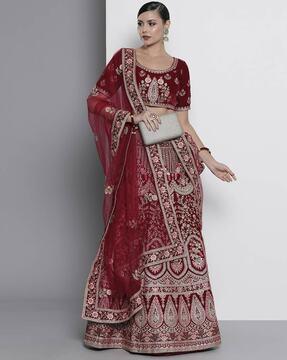 embellished lehenga choli set with dupatta