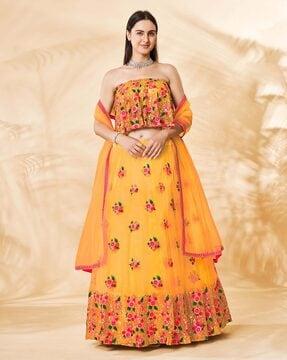 embellished lehenga choli set with dupatta