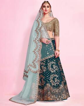 embellished lehenga choli set with dupatta