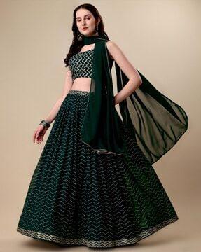 embellished lehenga choli set with dupatta