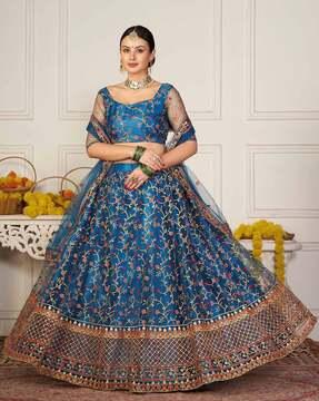 embellished lehenga choli set with dupatta