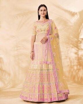 embellished lehenga choli set with dupatta