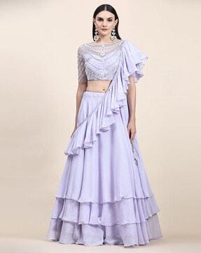 embellished lehenga choli set with dupatta