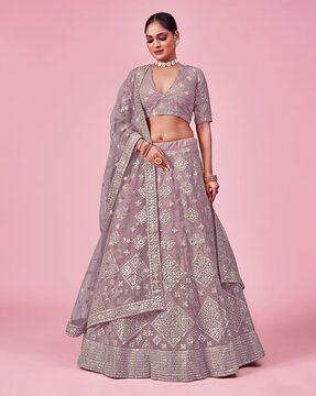 embellished lehenga choli set with dupatta