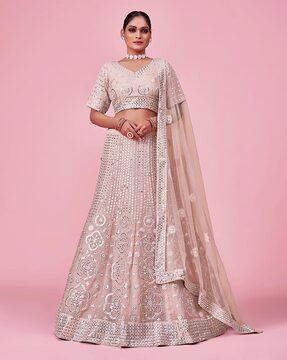 embellished lehenga choli set with dupatta