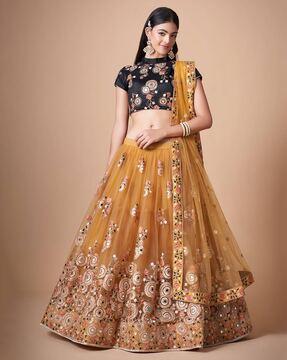 embellished lehenga choli set with dupatta