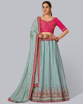 embellished lehenga choli set with dupatta