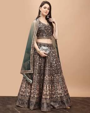 embellished lehenga choli set with dupatta