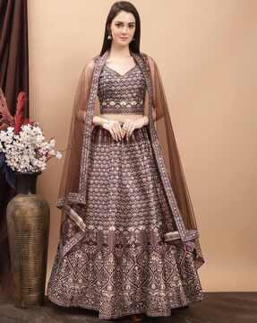 embellished lehenga choli set with dupatta