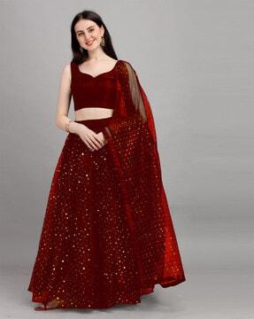 embellished lehenga choli set with dupatta