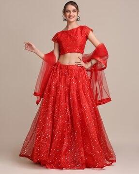 embellished lehenga choli set with dupatta