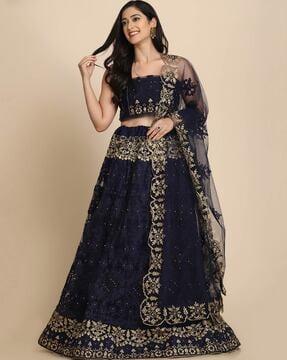 embellished lehenga choli set with dupatta