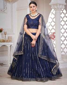 embellished lehenga choli set with dupatta