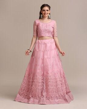 embellished lehenga choli set with dupatta