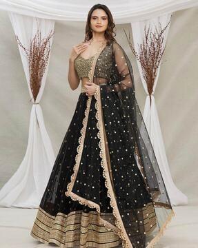 embellished lehenga choli set with dupatta