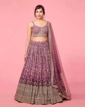 embellished lehenga choli set with dupatta