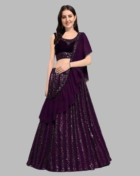 embellished lehenga choli set with dupatta