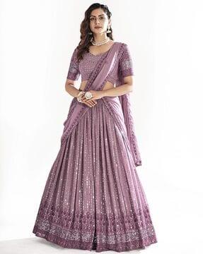 embellished lehenga choli set with dupatta