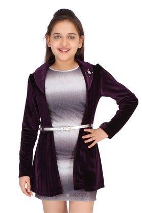 embellished lurex and chenille round neck girls casual wear dress - purple