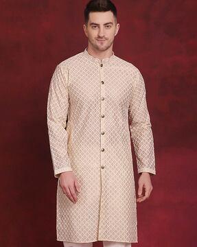 embellished mandarin collar kurta