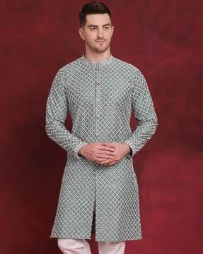 embellished mandarin collar kurta