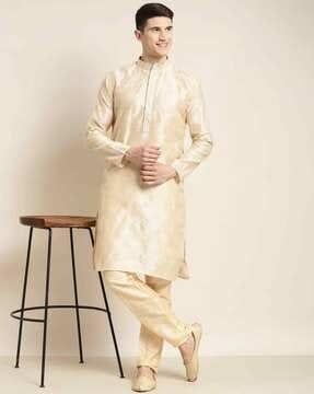 embellished mandarin collar long kurta