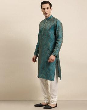 embellished mandarin collar long kurta