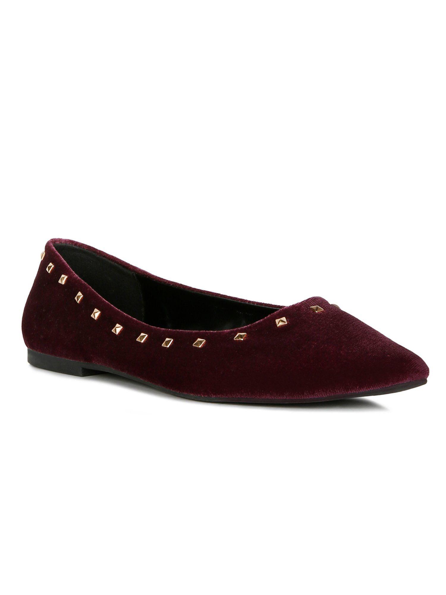 embellished maroon loafers