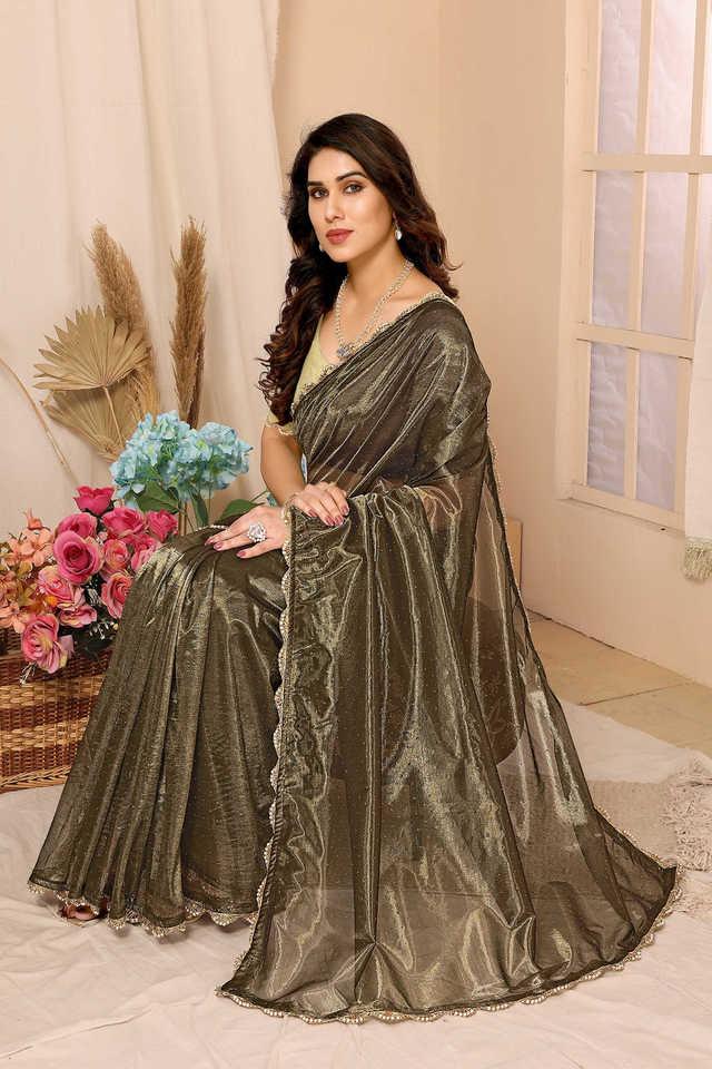 embellished mesh party wear womens designer saree