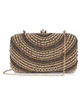 embellished messenger bag with detachable chain strap