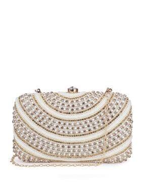 embellished messenger bag with detachable chain strap