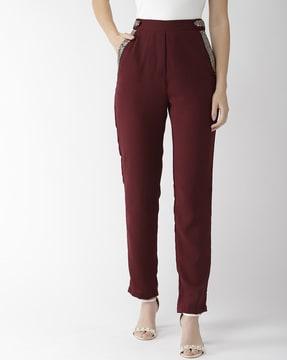 embellished mid-rise trousers