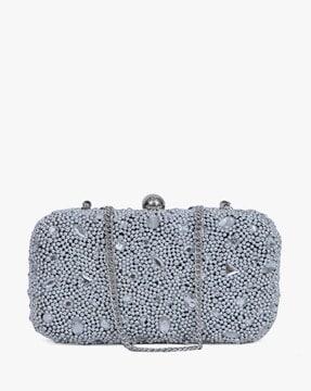 embellished minaudiere with chain strap