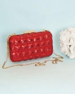 embellished minaudiere with detachable strap