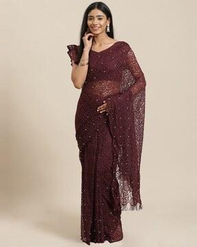 embellished net saree