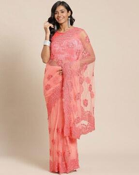 embellished netted saree