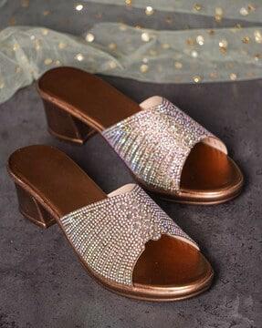 embellished open-toe chunky heeled sandals