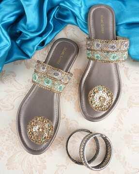 embellished open-toe flat sandals