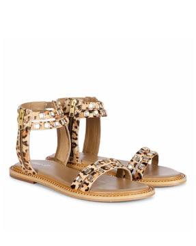 embellished open-toe gladiators